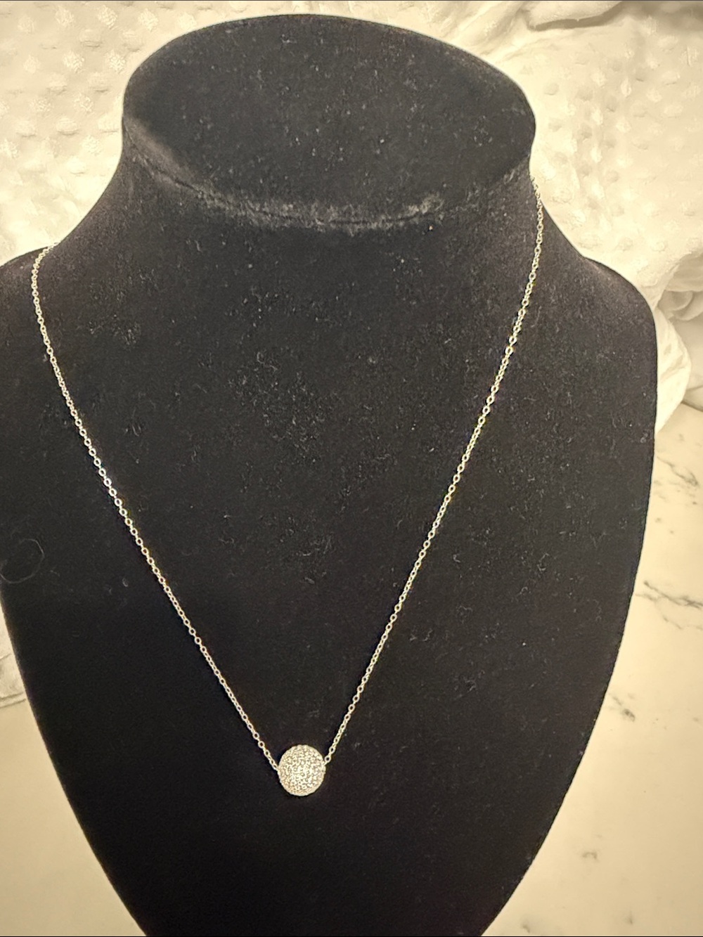Ralph Lauren Silver Pavé Circle Pendant Necklace